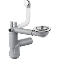 TRIZERATOP Siphon Siphon für Granitspülbecken, 1-Becken weiß/Chrom, (Siphon für Granitspülbecken, 1-Becken weiß/Chrom, Siphon für Granitspülbecken, 1-Becken weiß/Chrom)