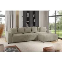 Fun Möbel Ecksofa Designersofa FUN AROA in Cordstoff Poso, mit Ottomane Links oder Rechts, Rundumbezug