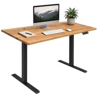 holz4home® Schreibtisch Elektrisch höhenverstellbarer Tisch mit Massivholzplatte Eiche, Sitz-/Steh-Erinnerung, 25 mm Schreibtischplatte