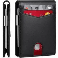 Fyrove Mini Geldbörse Geldbörse Herren Slim Wallet RFID Blocking Kohlefaserleder (Portmonee Herren mit 11 Kartenetui, Ausweisfenster, Geldscheinklammer, Minimalistischer Geldbeutel Herren,Geldbörse Herren mit RFID Schutz, Portmonee Portemonnaie Herre