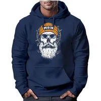 Neverless Hoodie Hoodie Herren Moin Skull Windrose Kompass Totenkopf Frontprint Männer