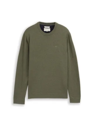 Tom Tailor - Basic Strickpullover aus Baumwolle tea leaf melange - Gr. - XL