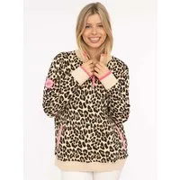 Zwillingsherz Troyer "Leo AOP" mit Stehkragen, Zipper, Eingriffstaschen und Herzapplikation