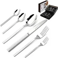 HOMELUX Besteck-Set Besteck set elegante Optik, ergonomische Haptik, Wellenschliff-Messer (72-tlg), 12 Personen, Edelstahl, Spiegelpoliert,spülmaschinengeeignet,hochwertiger Besteckkasten