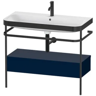 Duravit Happy D.2 Plus c-bonded Set mit Metallkonsole und Schubkasten Nachtblau Seidenmatt 975x490x8 HP4743O9898