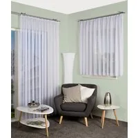 HOME WOHNIDEEN Gardine KYRA (1 St), Kräuselband, halbtransparent, Voile, EFFEKTVOILE LÄNGSSTREIFEN, KRÄUSELBAND
