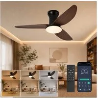 Rosnek Deckenventilator mit Licht, Fernbedienung & App, dimmbar, 6 Stufen, Timer, reversibel, 100cm, 3 Lichtfarben, leiser DC-Motor, für Wohn-, Esszimmer & Büro