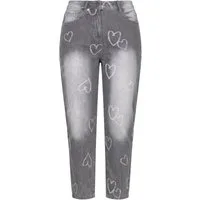 Ulla Popken Regular-fit-Jeans Mom-Jeans Herzen weites Bein Komforbund