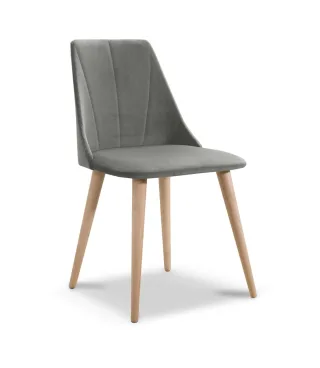 Esszimmerstühle Stuhle 2er Set CAROS Massivholz Buche Stoff Grau