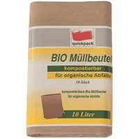 QuickPack Müllbeutel Bio-Müll-Papierbeutel 10 l, 10 Stück 20 x 17 x 36 cm
