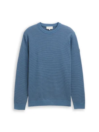 Tom Tailor - Strickpullover mit Rundhalsausschnitt faded uniform blue - Gr. - XXL