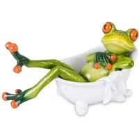formano Dekofigur Frosch in Badewanne 16 cm Froschfigur Kunststein glänzend (1 St)