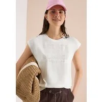CECIL Kurzarmshirt Sommershirt mit Rundhals und Wording Artwork