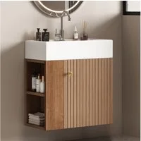 Flieks Waschtisch (1-St., Badschrank Badezimmermöbel wandhängend), Waschbeckenunterschrank mit Waschbecken Badmöbel in Breite 55 cm