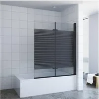 AQUABATOS Badewannenfaltwand Eck 2 teilig 120x140cm, 5 mm ESG mit Nano Beschichtung, Badewannenaufsatz,Spritzschutzwand Faltwand Duschwand für Badewanne
