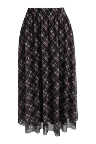 Smith&Soul - Checked Mesh Skirt oat milk print - Gr. - S