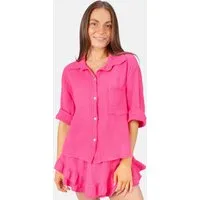 Seasons of April Hemdbluse CELINA MUSSELIN Kurze Damen Musselin Bluse mit Tasche, 100% Baumwolle, luftig locker