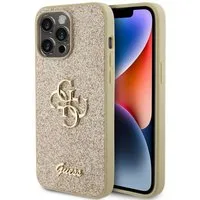 Guess Backcover Guess 4G Metal Logo Back Cover mit Glitter Apple iPhone 15 Pro Max - G