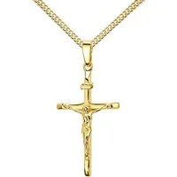 JEVELION Kreuzkette Kruzifix Kreuzanhänger 333 Gold - Made in Germany (Goldkreuz, für Damen und Herren), Mit Kette vergoldet- Länge wählbar 36 - 70 cm oder ohne Kette.
