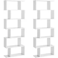 VASAGLE Bücherregal, 2-tlg., Standregal, Büroregal, 6 Fächer, Holzwerkstoff, 70x190,5x24cm (BxHxT)