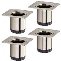 SO-TECH® Möbelfuß 4er Set BRAVO, aus Stahl, höhenverstellbar, bis 200 kg, Edelstahloptik, Höhe 50 mm, Durchmesser 40 mm