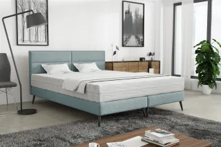 Polsterbett Doppelbett BERGAMO 120x200cm Stoff Gemma Eisblau ohne Matratze