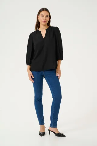 Langarm-Bluse Regular fit Black