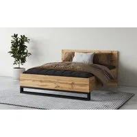 Home affaire Bettgestell Bronne, Topeseller, Industrial Design (In den Breiten 140cm, 160cm und 180cm), Stauraumbett in drei Breiten, stabil mit Kufen in Metalloptik