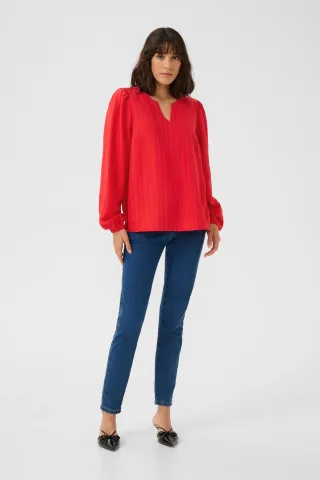 Langarm-Bluse Regular fit Fiery Red CC. red