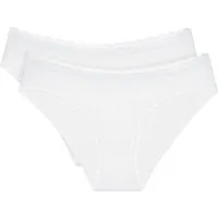 Triumph Tai-Slip Feel Of Cotton (2er Pack) weich, ohne Seitennaht, schmales Spitzenband