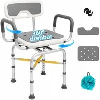 SEHAUSEU Dusch- und Badhocker 360°drehbar, höhenverstellbar, mit Lehne, Belastbarkeit maximal 150 kg