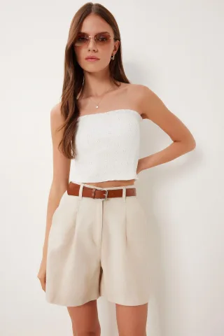 Hochtaillierte, Gürtelgürtel, weite Shorts