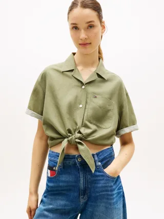 Tommy Jeans (PVH Group) - TJW TIE FRONT LINEN SHIRT - Gr. - M