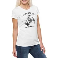 Urban Backwoods Print-Shirt Just Stay In The Saddle Damen T-Shirt Rodeo Cowboy Rider Cowgirl (1-tlg) Country Western Reiter Rodeoreiter