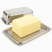 Koopman Butterdose Edelstahl 250 Gramm, Edelstahl, (Stück, 1-tlg., 1 Dose), Für 250g Butter, Spülmaschinengeeignet, 2 teilig, silberfarbend