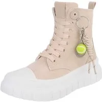 Ital-Design Damen Schnürboot mit Plattformsohle und Zieranhänger Sneakerboots (92078669) Keilabsatz/Wedge Sneakers High in Beige