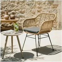 IDIMEX Gartenstuhl PARAMO, In & Outdoor Esszimmerstuhl mit Metallgestell in Rattan Optik natur