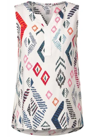 Cecil - Multicolor Print Top weiß - Gr. - L