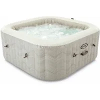 Steinbach Pool Whirlpool PureSpa Chevron Deluxe Square (creme, Ø 211 x 71 cm, aufblasbarer Whirlpool, (Set, mit Zubehör), quadratisch und freistehend