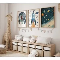 JUSTGOODMOOD Poster Astronaut Kinderzimmer Geschenkidee für Kinder Kinderzimmer Deko Weltr, C (1 St)