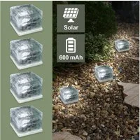 EAXUS LED Solarleuchte LED Eiswürfel Solar Cube Deko, LED fest integriert, Kaltweiß, Mit Dämmerungssensor