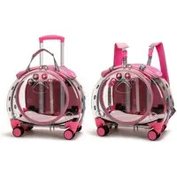 Rutaqian Tiertransporttasche Tiertransporttasche, Katzentransportbox transparent 43x30x40 cm bis 5 kg, Transporttasche für Kleine Hunde mit Lüftung und Teleskopgriff