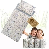 BambiniWelt by Rafael K. Kinderschlafsack Schlafsack mit Kissen & Reißverschluss für Kinder 3-7 Jahre 75x140 cm (Schlafsack mit Kissen und Transportbeutel), mit Kissen und Transportbeutel, waschbar