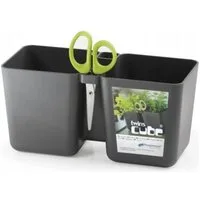 Prosperplast Kräutertopf, Doppel-Blumentopf mit Schere Twins Cube