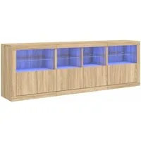 vidaXL Sideboard Sideboard mit LED-Leuchten Sonoma-Eiche 202x37x67 cm (1 St)