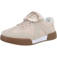 Ital-Design Damen Low-Top Freizeit Sneaker (88828562) Flach Sneakers Low in Beige
