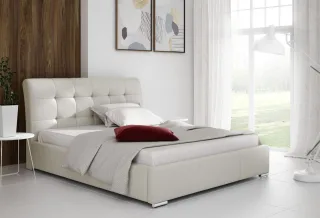 Polsterbett Bett Doppelbett MATTIS Kunstleder Madryt CREME 160x200cm
