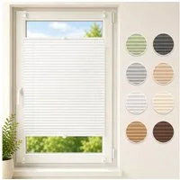 Sekey Plissee Plissee ohne Bohren Klemmfix verspannt für Fenster & Tür Lichtschutz, blickdicht, Klemmfix Montage ohne Bohren, Klemmfix, Faltenstore Klemmfix Lichtschutz und Sichtschutz 25x100cm Weiß