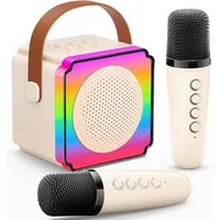 POPOLIC Kinder-Lautsprecher mit 2 Mikrofonen,Geschenk Spielzeug für 3-12 Jahre Karaoke-Maschine (Karaoke Maschine Kinder mit Mikrofon, Geschenk Spielzeug)