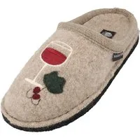 Haflinger Flair Wine Time Pantoffeln gewalkter aus Wolle Weinfllasche Unisex Hausschuh